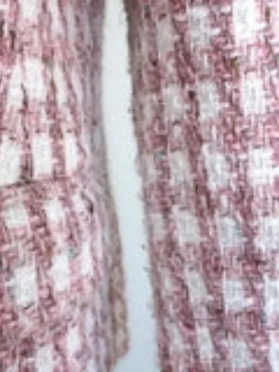 L'Agence Kenzie Pink White Boucle Tweed Blazer Jacket - Picture 4 of 13
